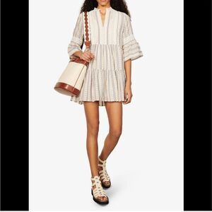 Sandro Stephanie lace-trim woven dress Sz. 36